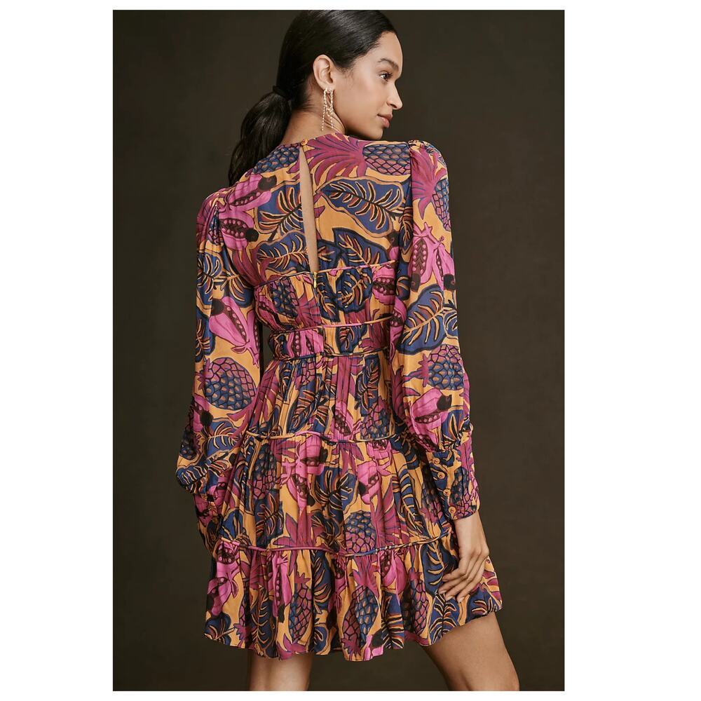 Farm Rio Fruit Dream Long-Sleeve Mini Dress Size Medium - Picture 5 of 16